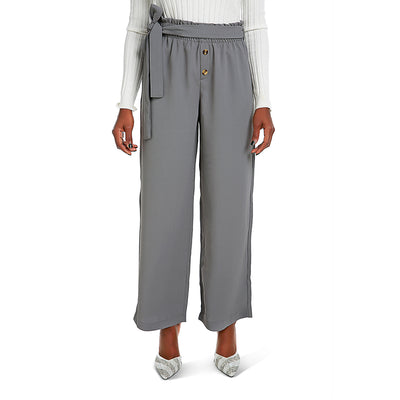 multi button high waisted pants#color_grey