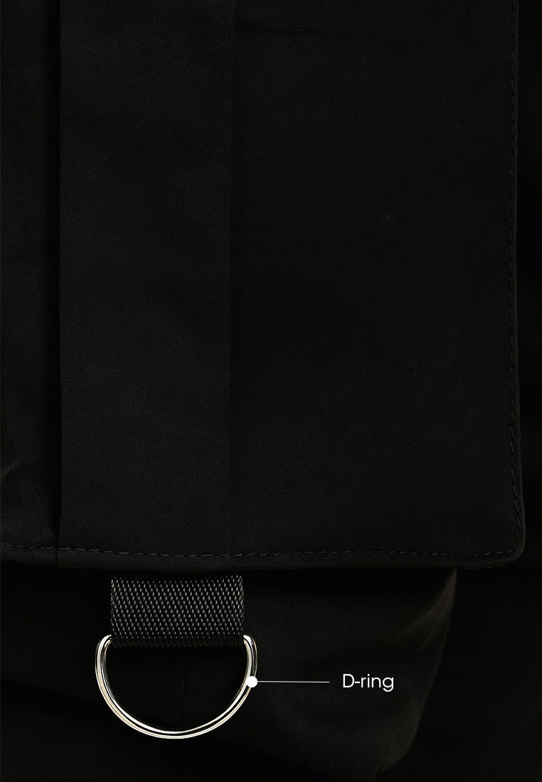 drawstring utility pocket cargo pants#color_black