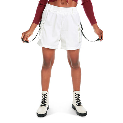 cargo high waisted shorts#color_white