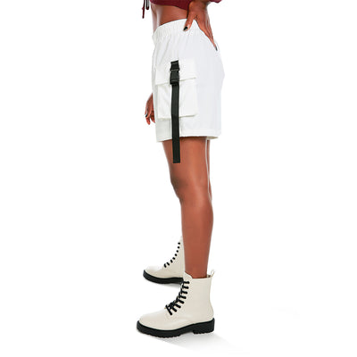cargo high waisted shorts#color_white