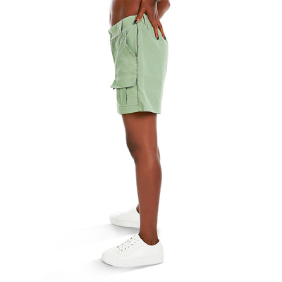 belt loop solid cargo shorts#color_green