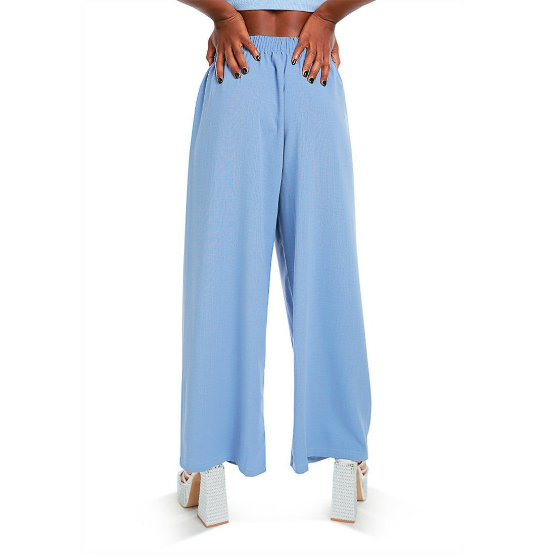 high waisted solid wide trouser pants#color_light-blue