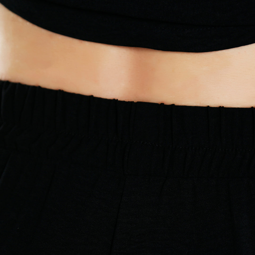 full sleeves top & fitted full pants coord set#color_black