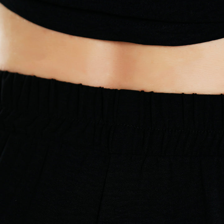 full sleeves top & fitted full pants coord set#color_black