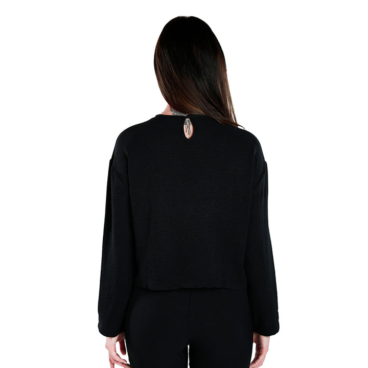 full sleeves top & fitted full pants coord set#color_black