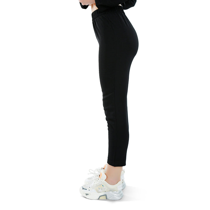 full sleeves top & fitted full pants coord set#color_black