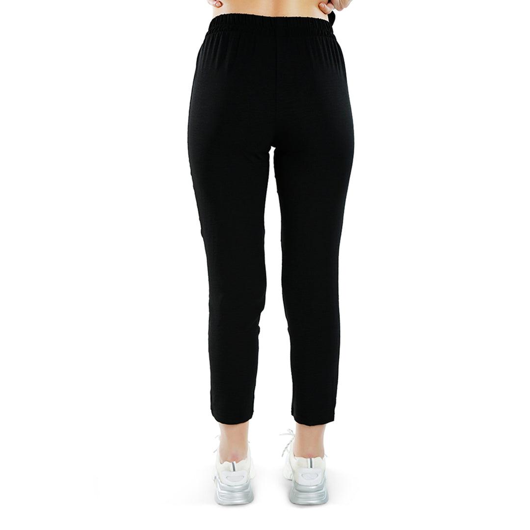 full sleeves top & fitted full pants coord set#color_black