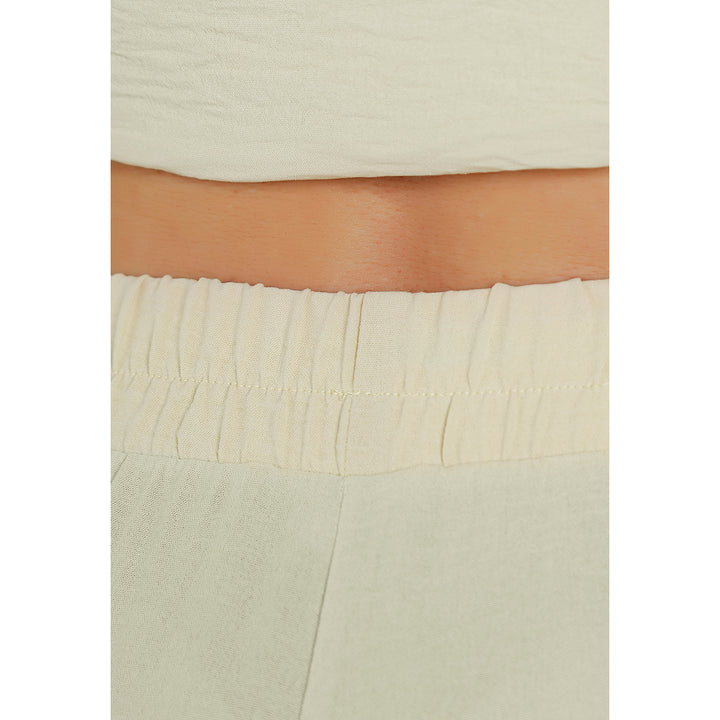 full sleeves top & fitted full pants coord set#color_cream