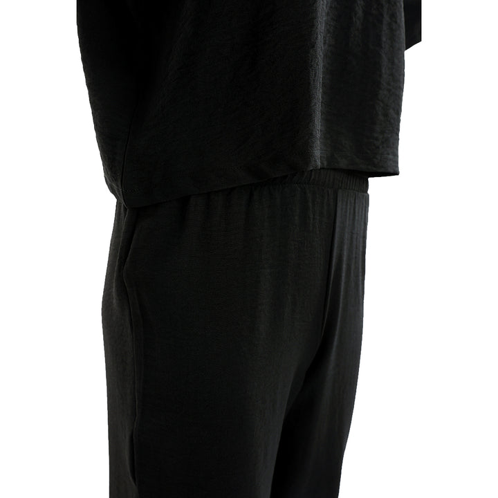 half sleeves top & capris coord set#color_black