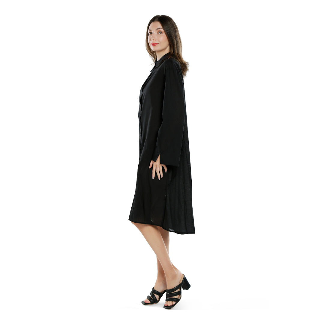 relaxed fit shirt dress#color_black
