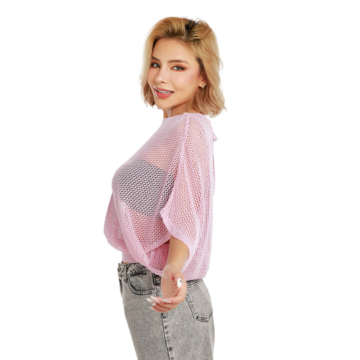 knitted sheer top#color_pink