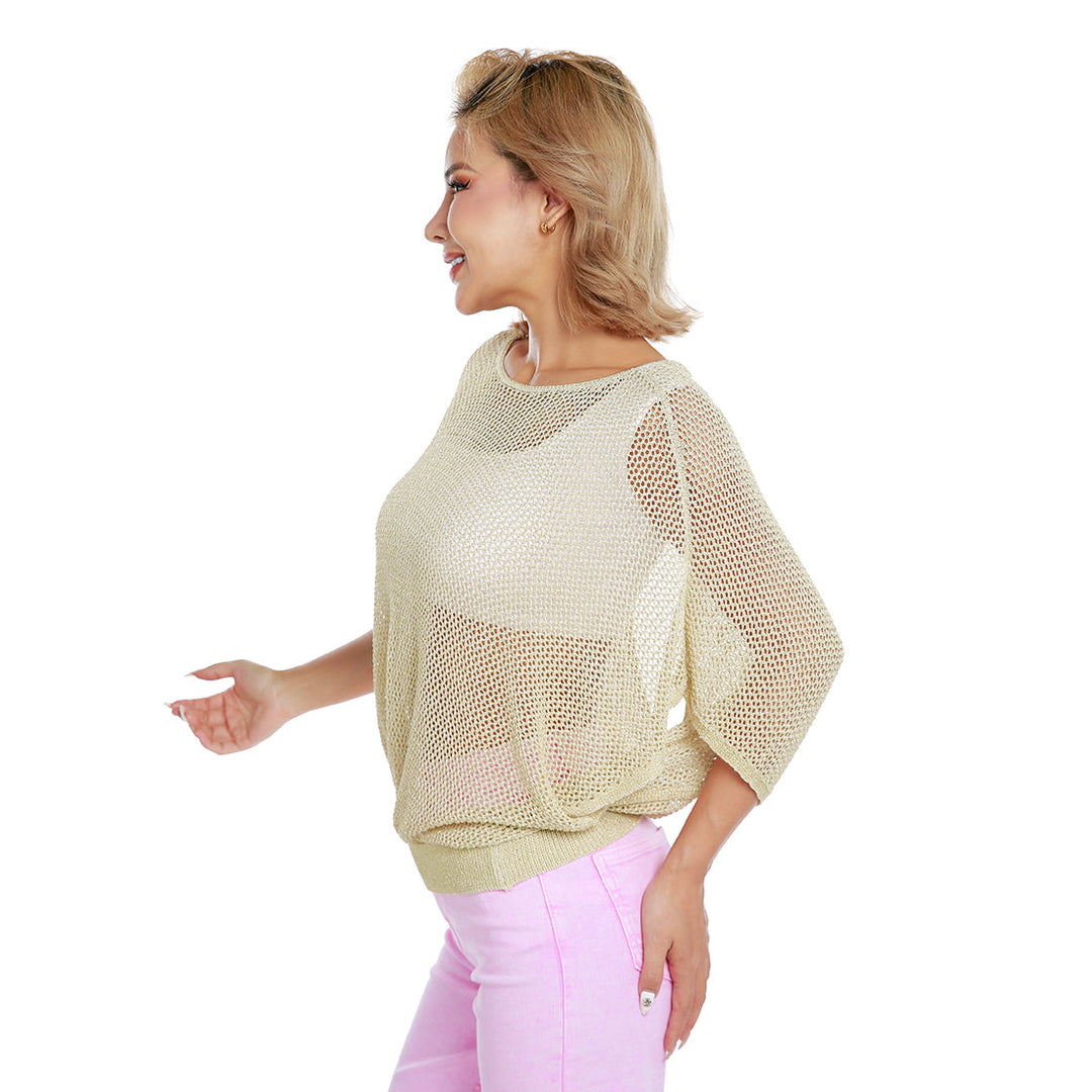 knitted sheer top#color_cream