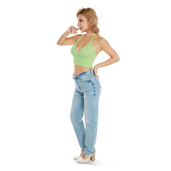 pearl bralette halter crop top#color_apple-green