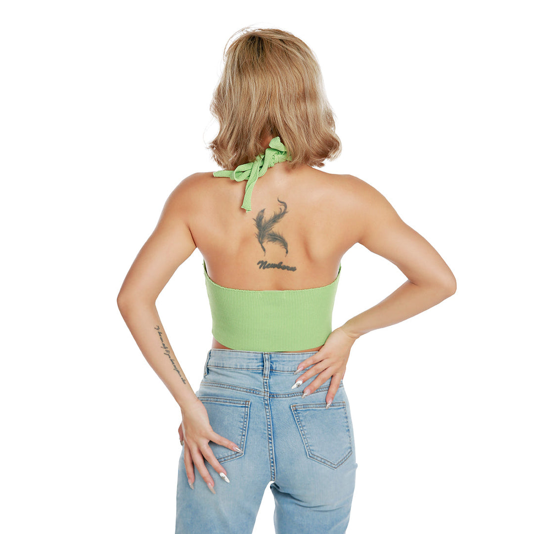 pearl bralette halter crop top#color_apple-green