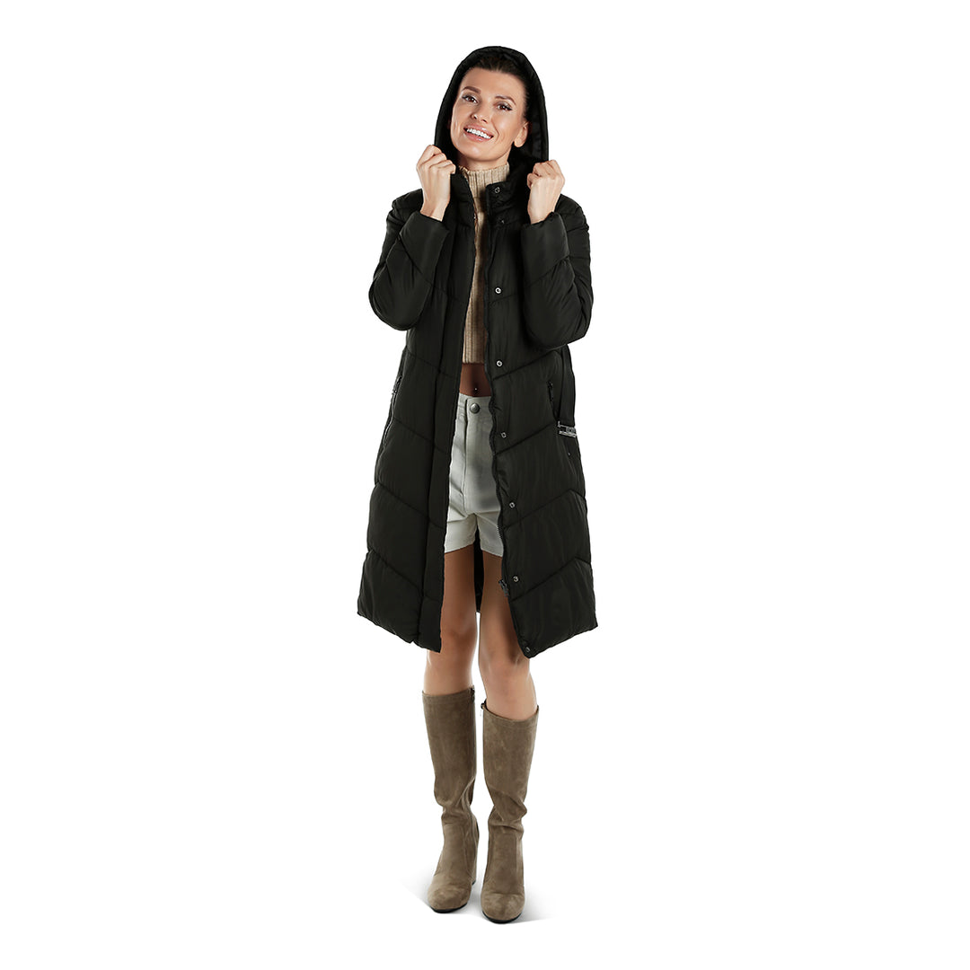 faux fur hooded jacket#color_black