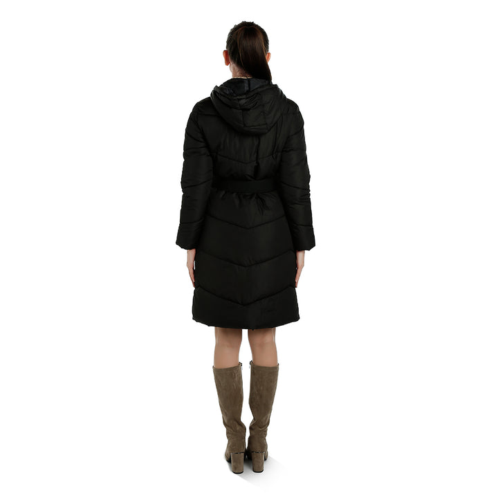 faux fur hooded jacket#color_black