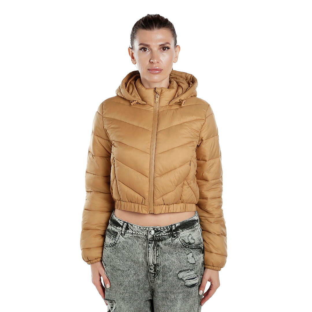 cropped down hooded jacket#color_camel