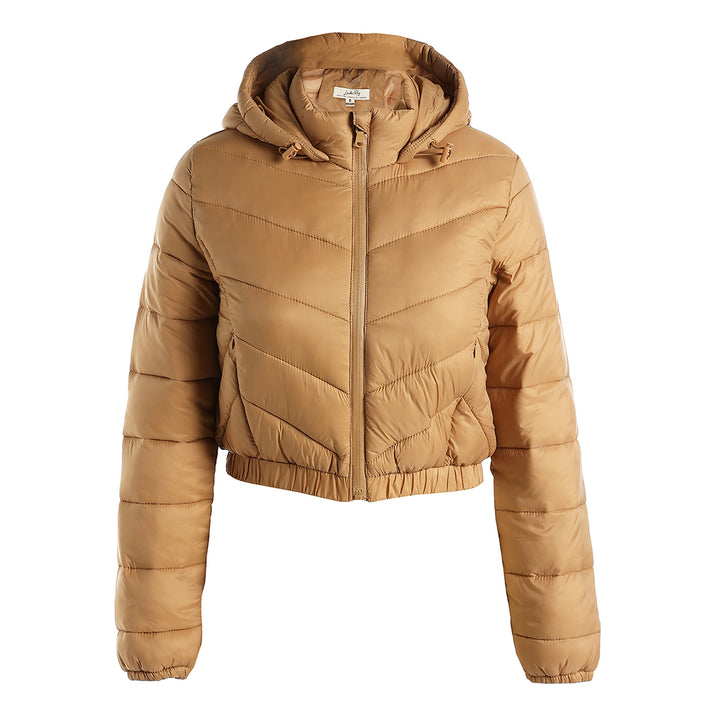 cropped down hooded jacket#color_camel