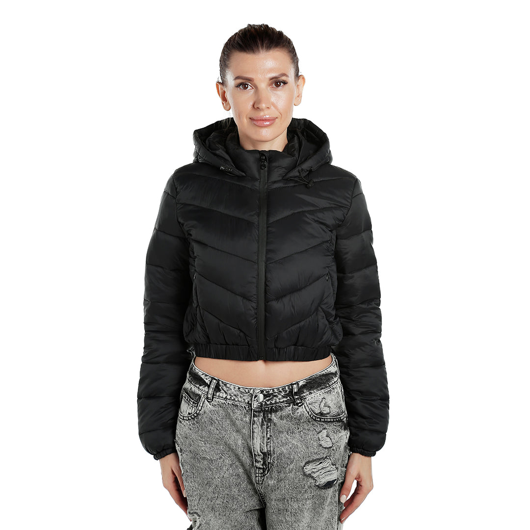 cropped down hooded jacket#color_black