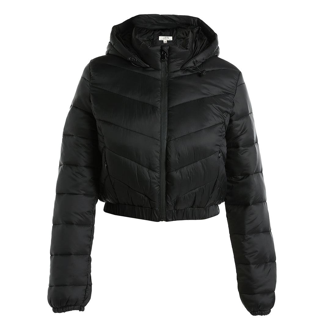 cropped down hooded jacket#color_black