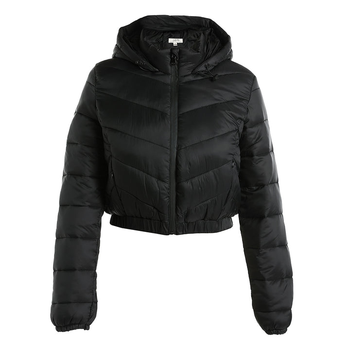 cropped down hooded jacket#color_black