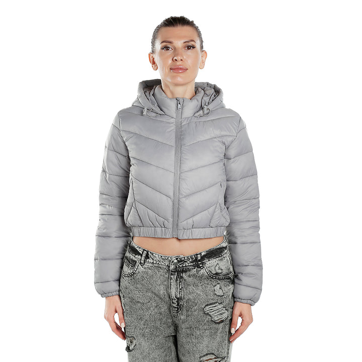 cropped down hooded jacket#color_grey