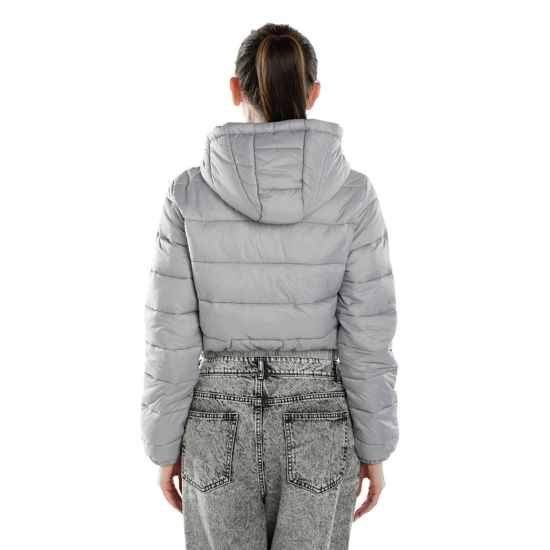 cropped down hooded jacket#color_grey