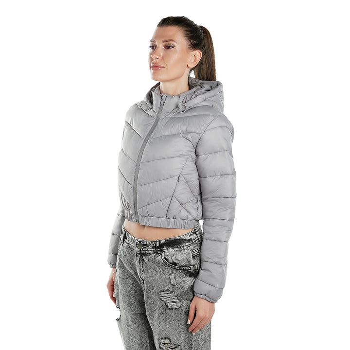 cropped down hooded jacket#color_grey