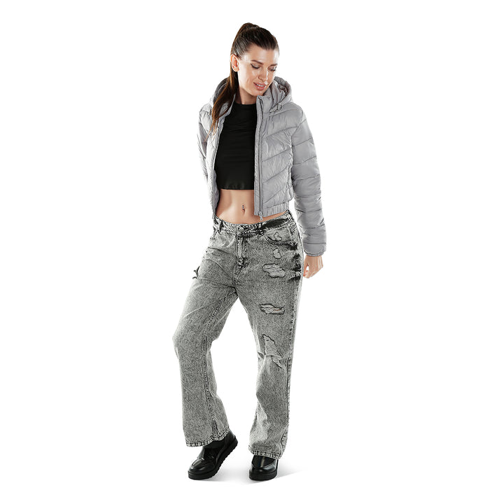 cropped down hooded jacket#color_grey