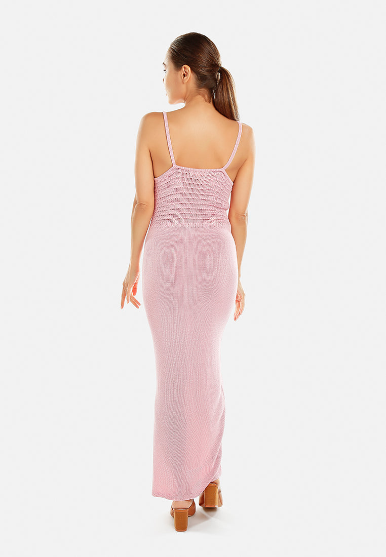 women straight side slit dress#color_pink