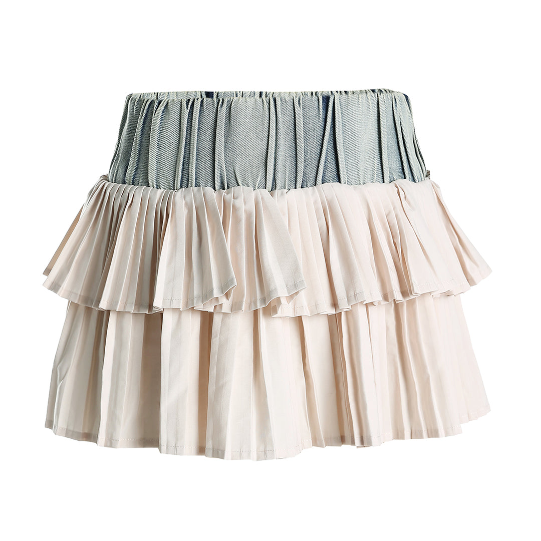 ruffle two-tone mini skirt#color_blue