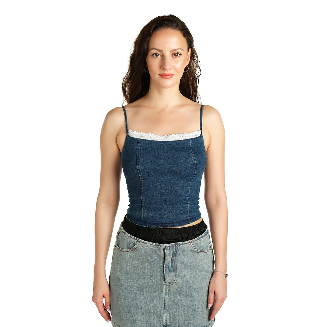 spaghetti strap vintage corset top#color_indigo