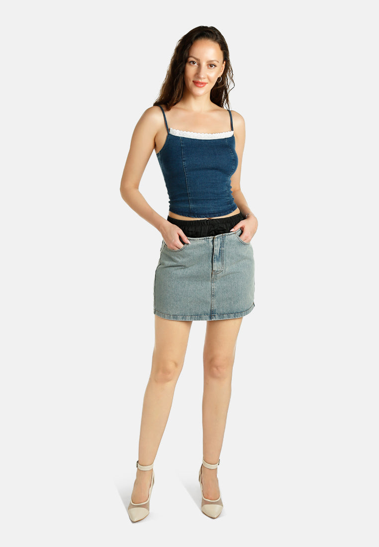 Elasticated Waistband Layered Mini Skirt