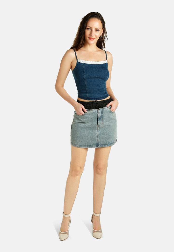 Elasticated Waistband Layered Mini Skirt
