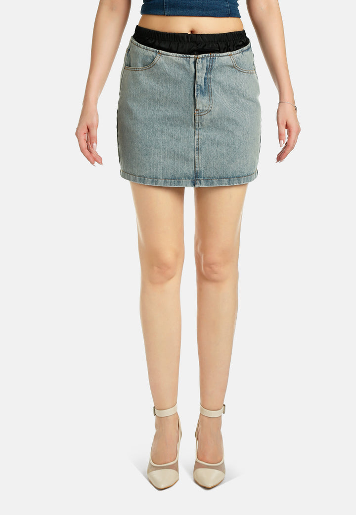 Elasticated Waistband Layered Mini Skirt