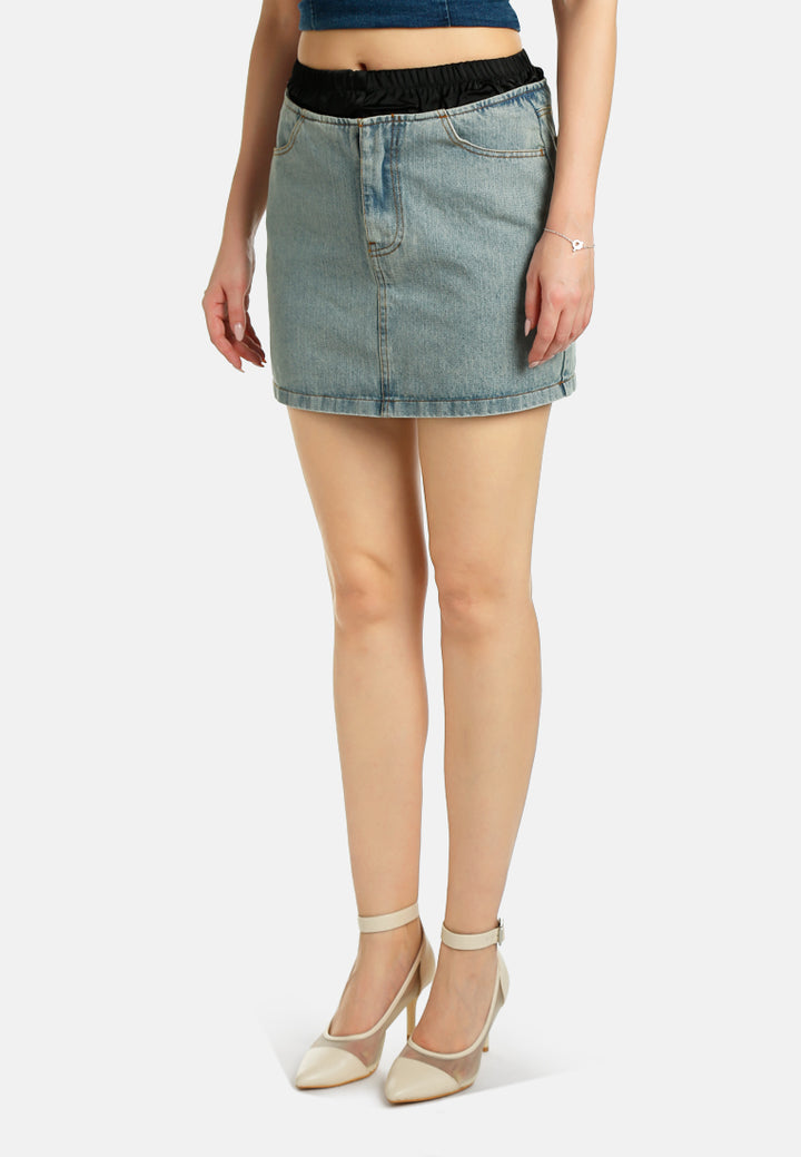 Elasticated Waistband Layered Mini Skirt