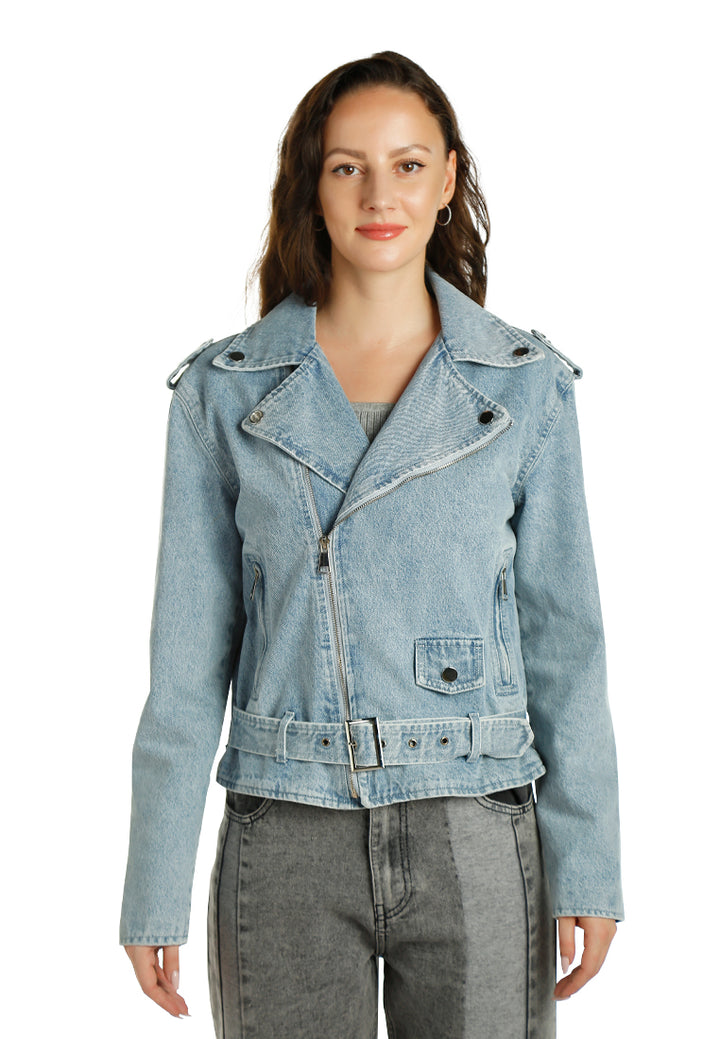 Light Wash Biker Jacket