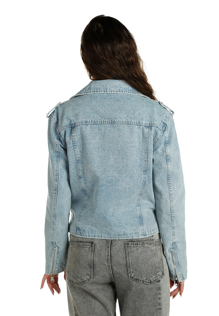 Light Wash Biker Jacket