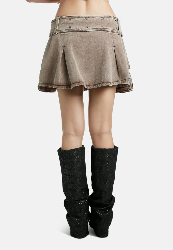 Women Mini Pleated Cargo Skirt