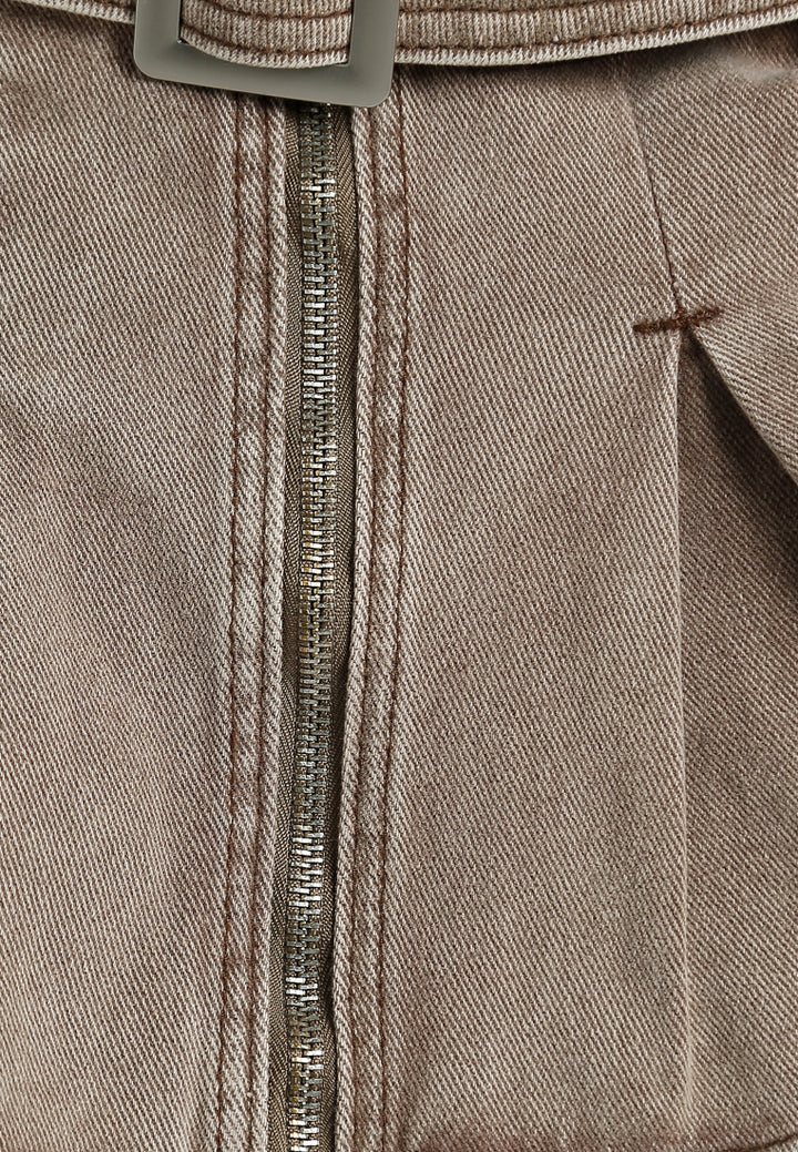 Women Mini Pleated Cargo Skirt