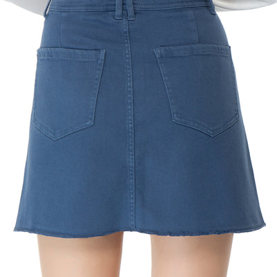 blue denim mini skirt#color_blue