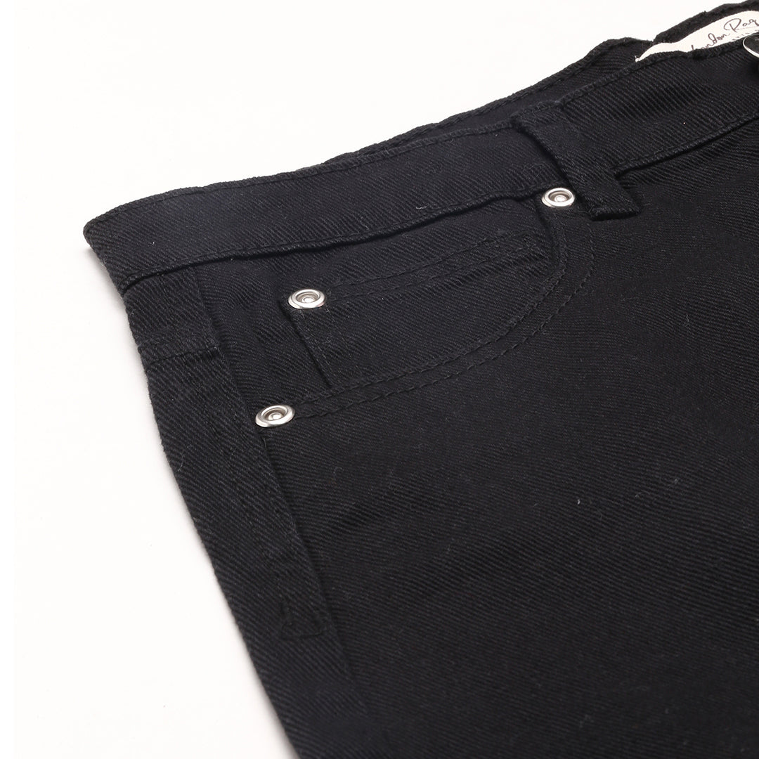 Black High Waist Raw Hem Shorts