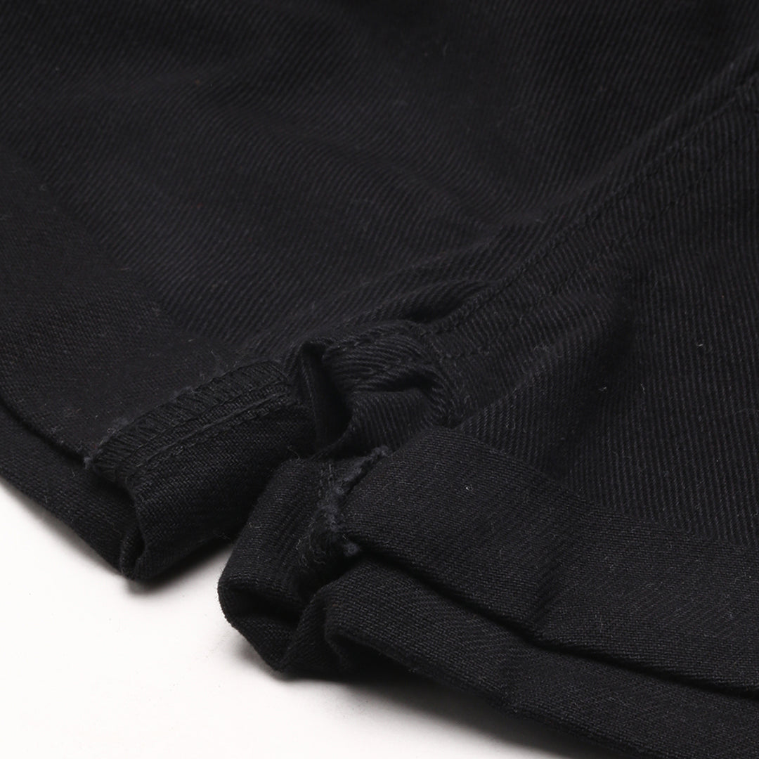 Black High Waist Raw Hem Shorts