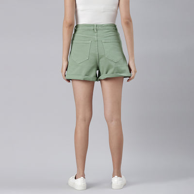 Green High Waist Shorts