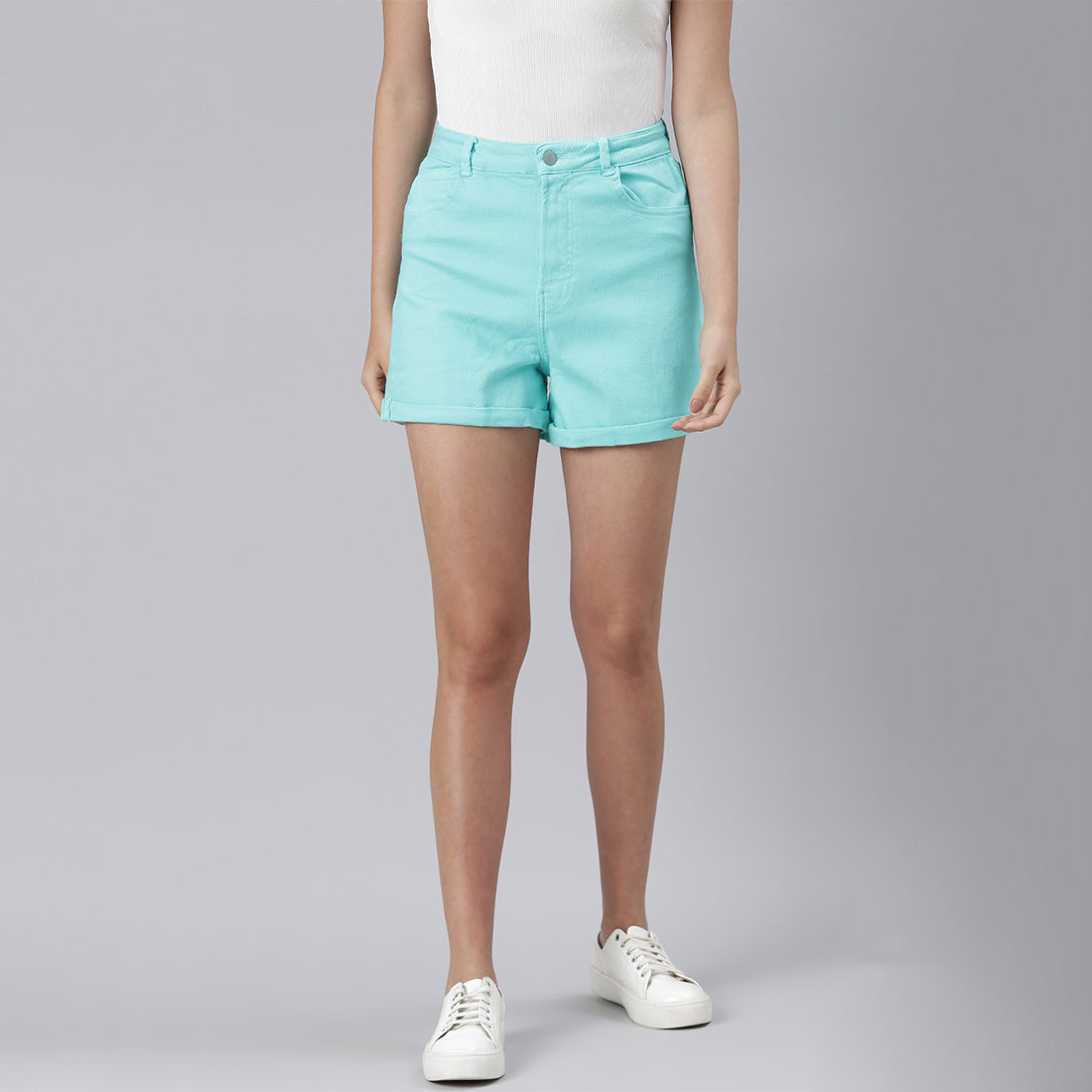 Turquoise  High Waist Shorts