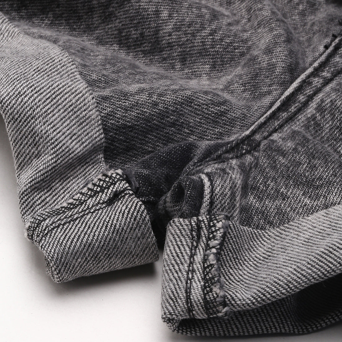 Grey Acid Wash Paper Bag Shorts