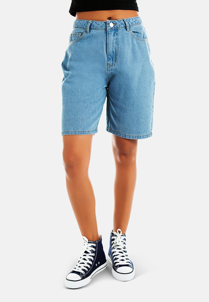 Women High Waisted Denim Biker Short