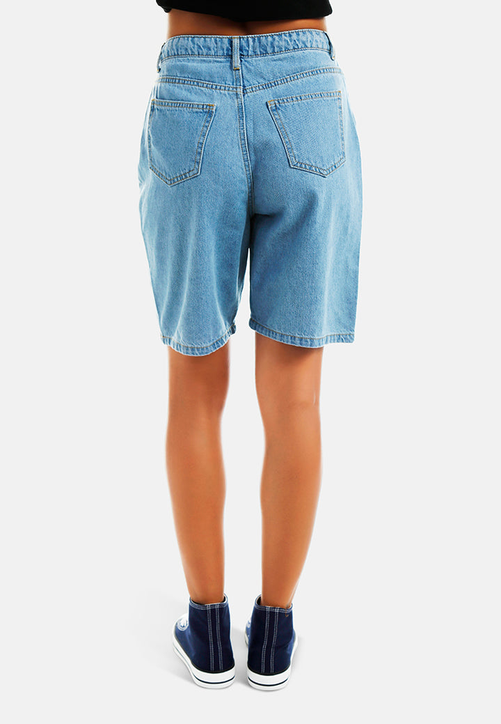 Women High Waisted Denim Biker Short