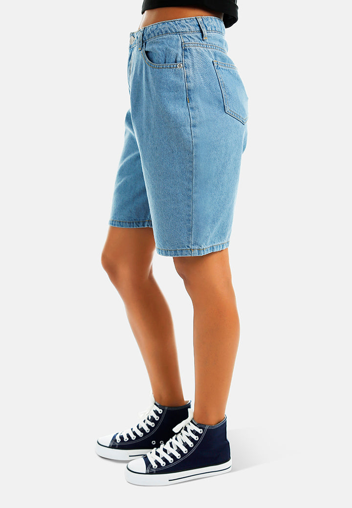 Women High Waisted Denim Biker Short