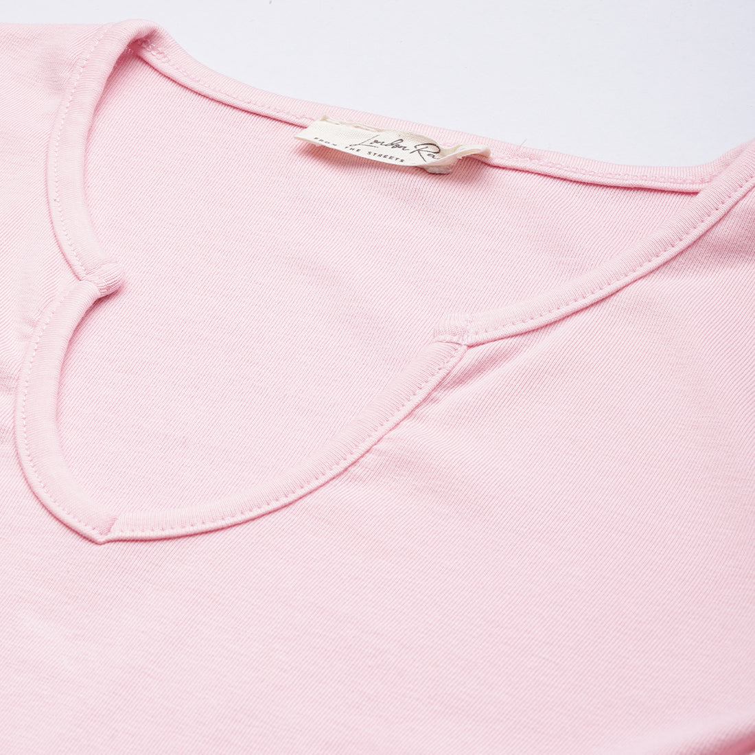 v neck rib knit top#color_pink